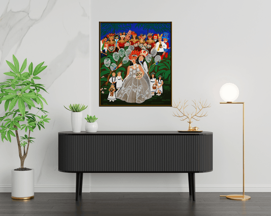 Original Painting "A Wedding" by Adriana Giancrisostomo 23.62" x 27.56" - ThePopUp Art Gallery