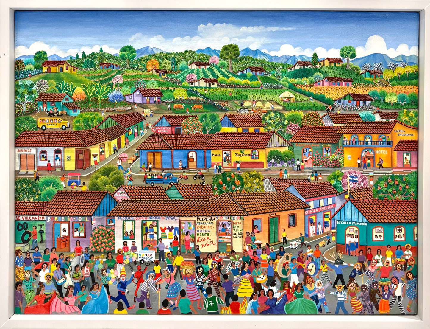 Original Painting "Street Party" by Noel Calero 11.8"x15.7" - ThePopUp Art Gallery