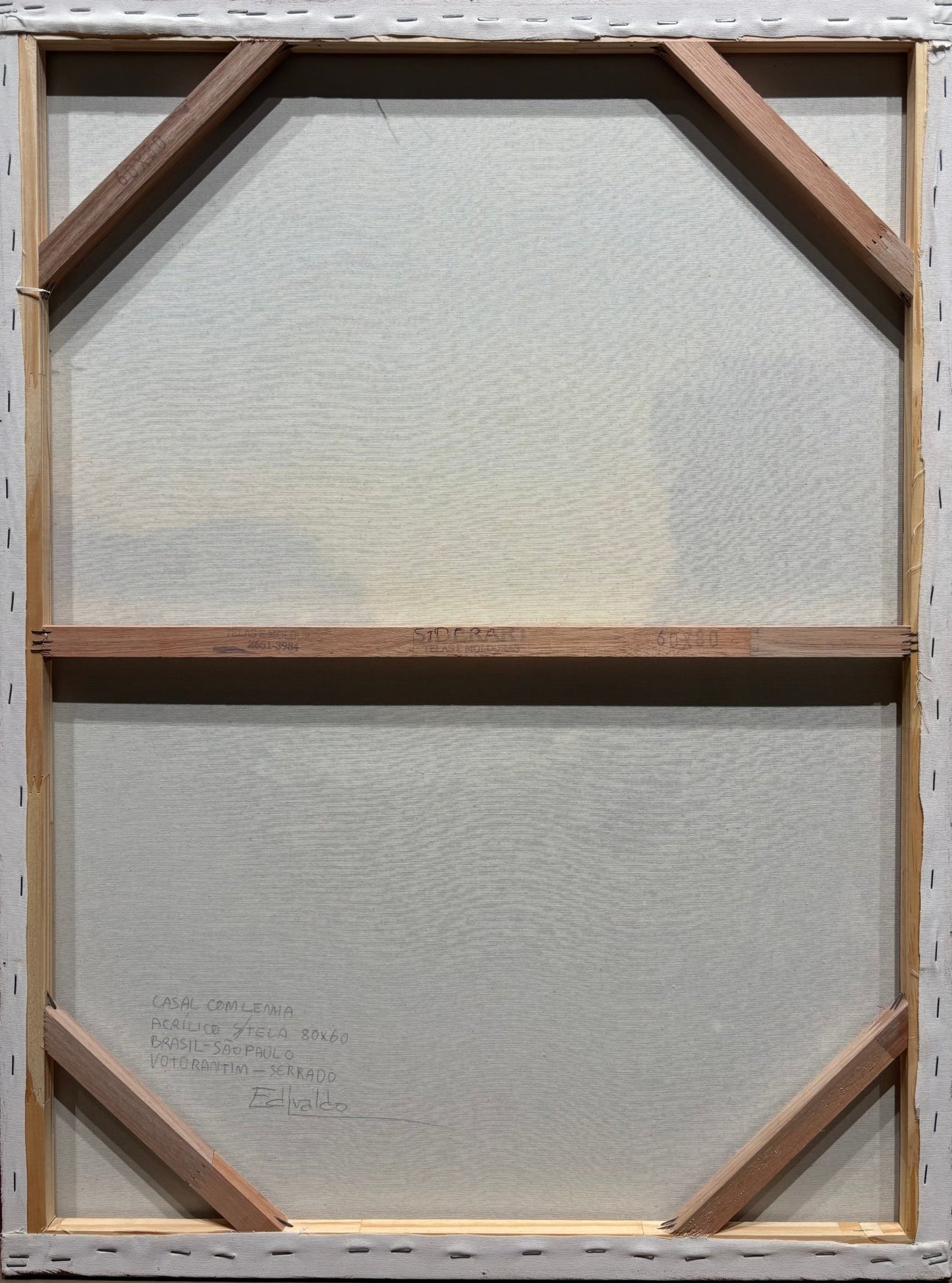 Original Painting "Couple with Firewood" by Edivaldo Barbosa de Souza 31 1/2" x 21 5/16" - ThePopUp Art Gallery