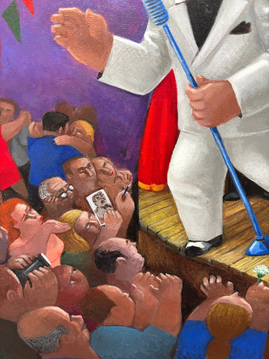 Original Painting "The Singer" by Eduardo Ungar 16.1"x16.1" - ThePopUp Art Gallery