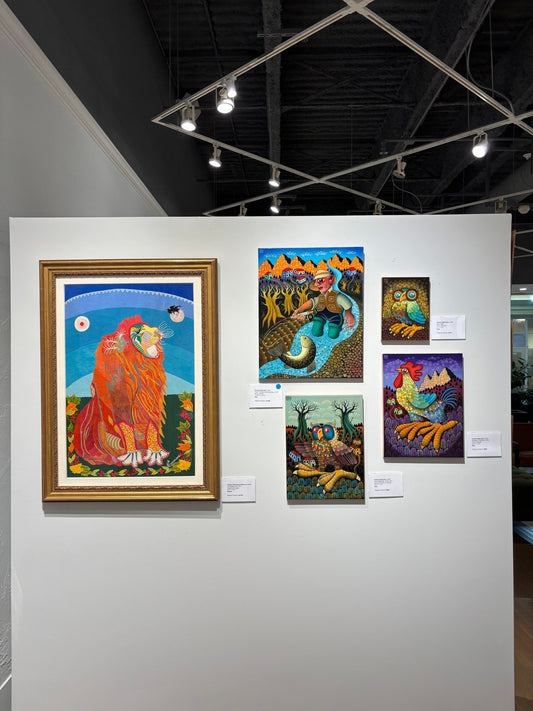 Original Painting "Trout Fishing in Dolomites" by Guido Vedovato 19 3/4" x 15 3/4" - ThePopUp Art Gallery