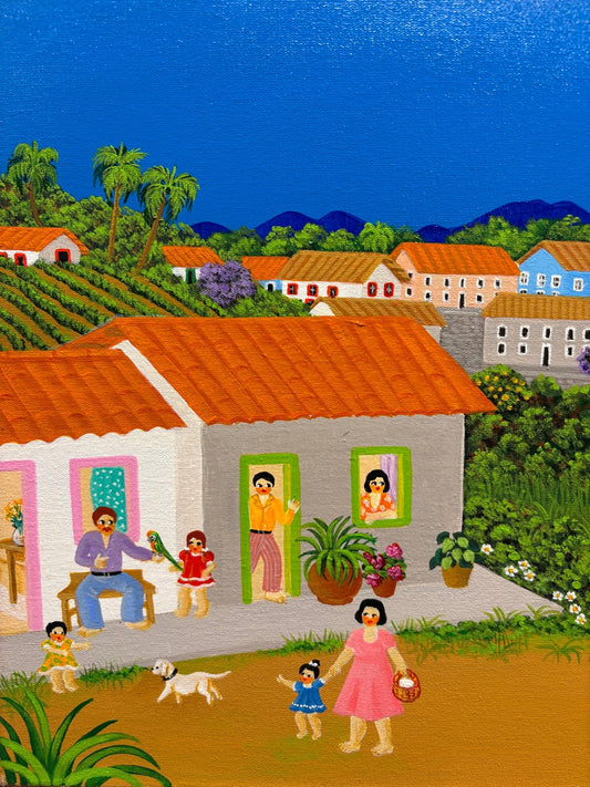 Original Painting "Gathering the Tea" by Ana Maria Dias 11 13/16" x 23 5/8" - ThePopUp Art Gallery