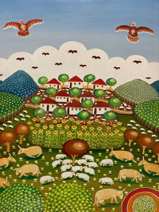 Original Painting "Romance Among The Flock" 19 3/4"x15 3/8" - ThePopUp Art Gallery