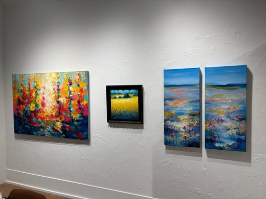 Original Painting "Blue Summer 2" by Natalya Romanovsky 36" x 16" - ThePopUp Art Gallery