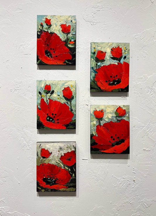 Original Painting "Poppies 5" by Natalya Romonovsky 10"x8" - ThePopUp Art Gallery