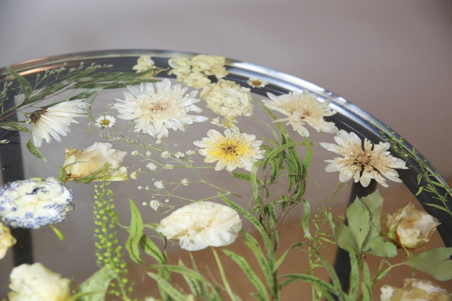 Botanical Resin Table "Forever 18 No21" by Serge Holenko, 18" Round, 24"H - ThePopUp Art Gallery