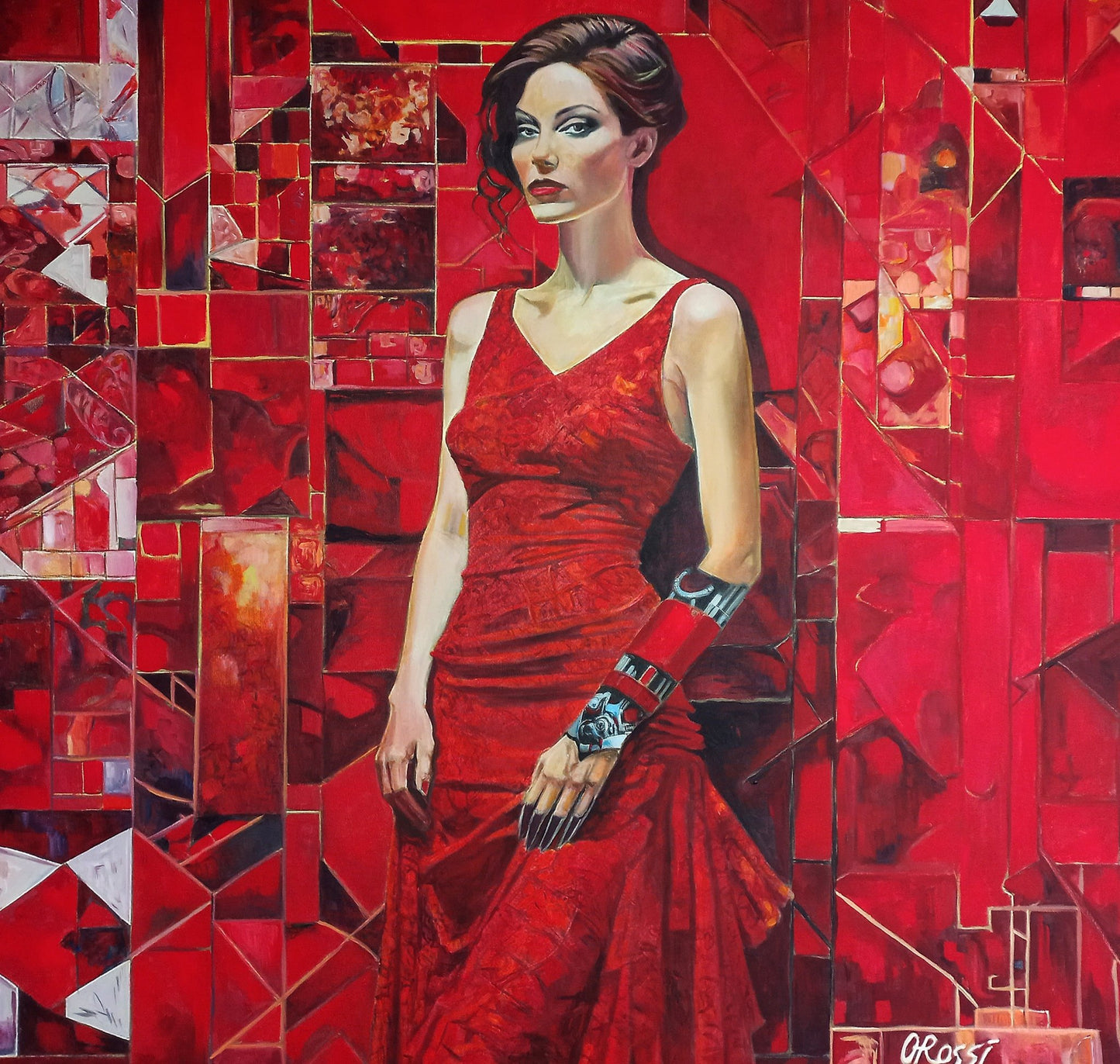 Original Painting "Red" by Olivia de Rossi 39.37" x 43.31" - ThePopUp Art Gallery