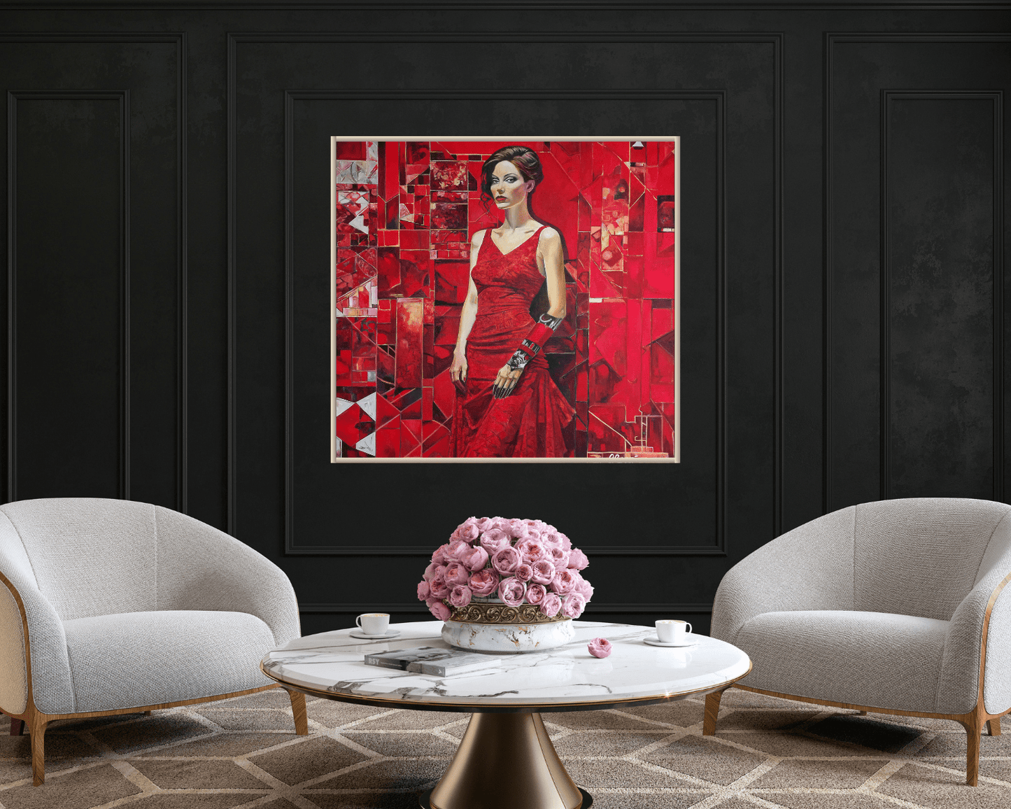 Original Painting "Red" by Olivia de Rossi 39.37" x 43.31" - ThePopUp Art Gallery