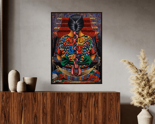 Original Painting "Chichicastenango Weaver" by Lorenzo Cruz 24.8” x 16.9” - ThePopUp Art Gallery