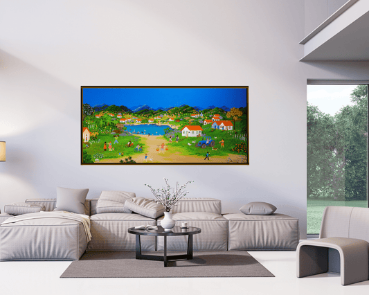Original Painting "My Childhood" by Ana Maria Dias 29.1” x 64.6” - ThePopUp Art Gallery