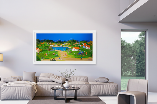 Original Painting "My Childhood" by Ana Maria Dias 29.1” x 64.6” - ThePopUp Art Gallery