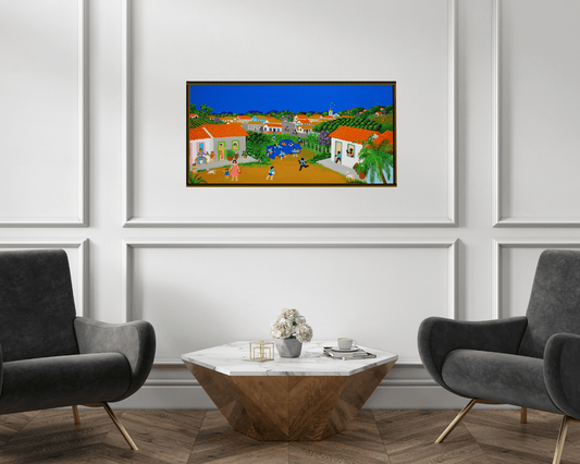 Original Painting "Gathering the Tea" by Ana Maria Dias 11 13/16" x 23 5/8" - ThePopUp Art Gallery