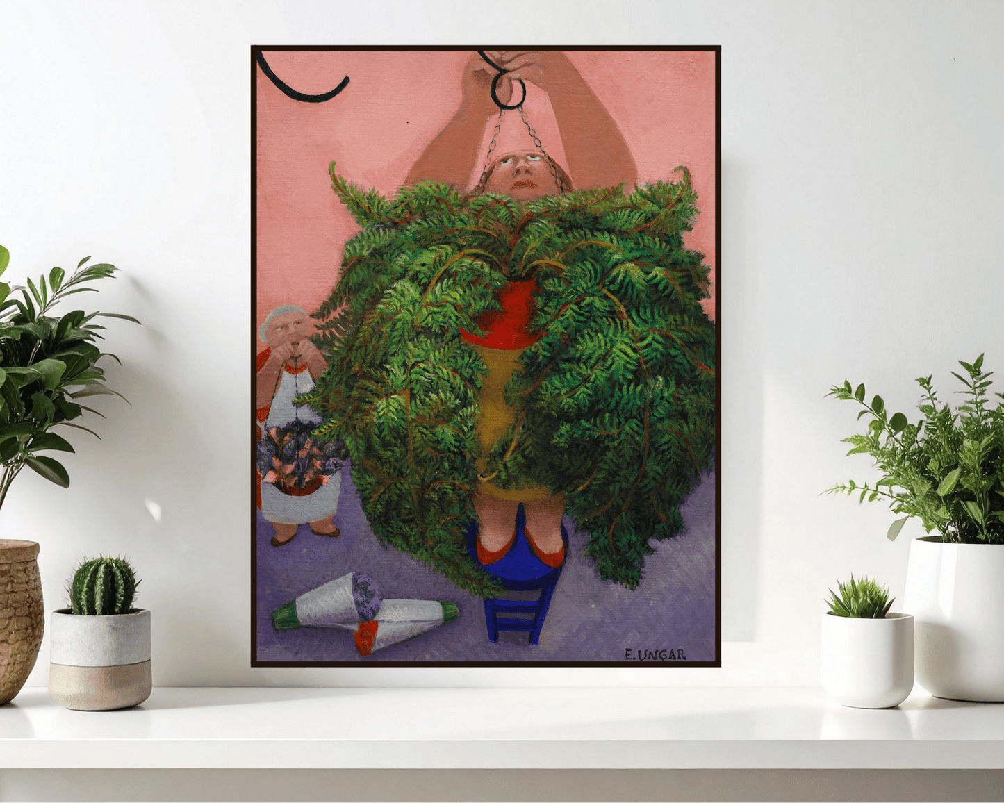 Original Painting "The Somanbaia Plant" by Eduardo Ungar 11.8" x 9.8" - ThePopUp Art Gallery