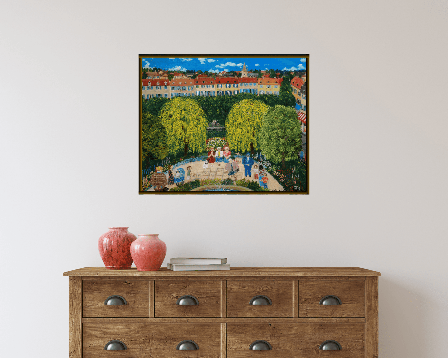 Original Painting "Old Friends Playing Hopscotch" by Geneviève Terver - Noël 14"x18" - ThePopUp Art Gallery