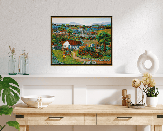 Original Painting "Country House" by Lucia Boccini, Brazil, 15 3/4" x 19 3/4" - ThePopUp Art Gallery