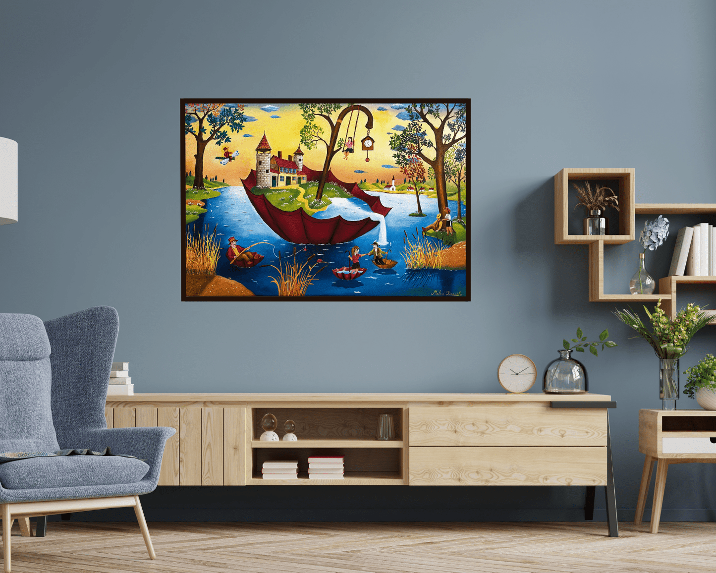 Limited Prints "Red Umbrella" by Mihai Dascalu 39.5" x 27.5" - ThePopUp Art Gallery