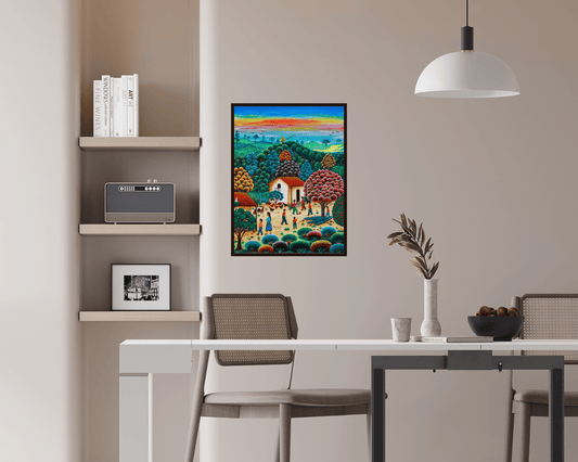 Original Painting "Playing at Sunset" by Damary Maria Zoila Pineda 11.8" x 15.7" - ThePopUp Art Gallery