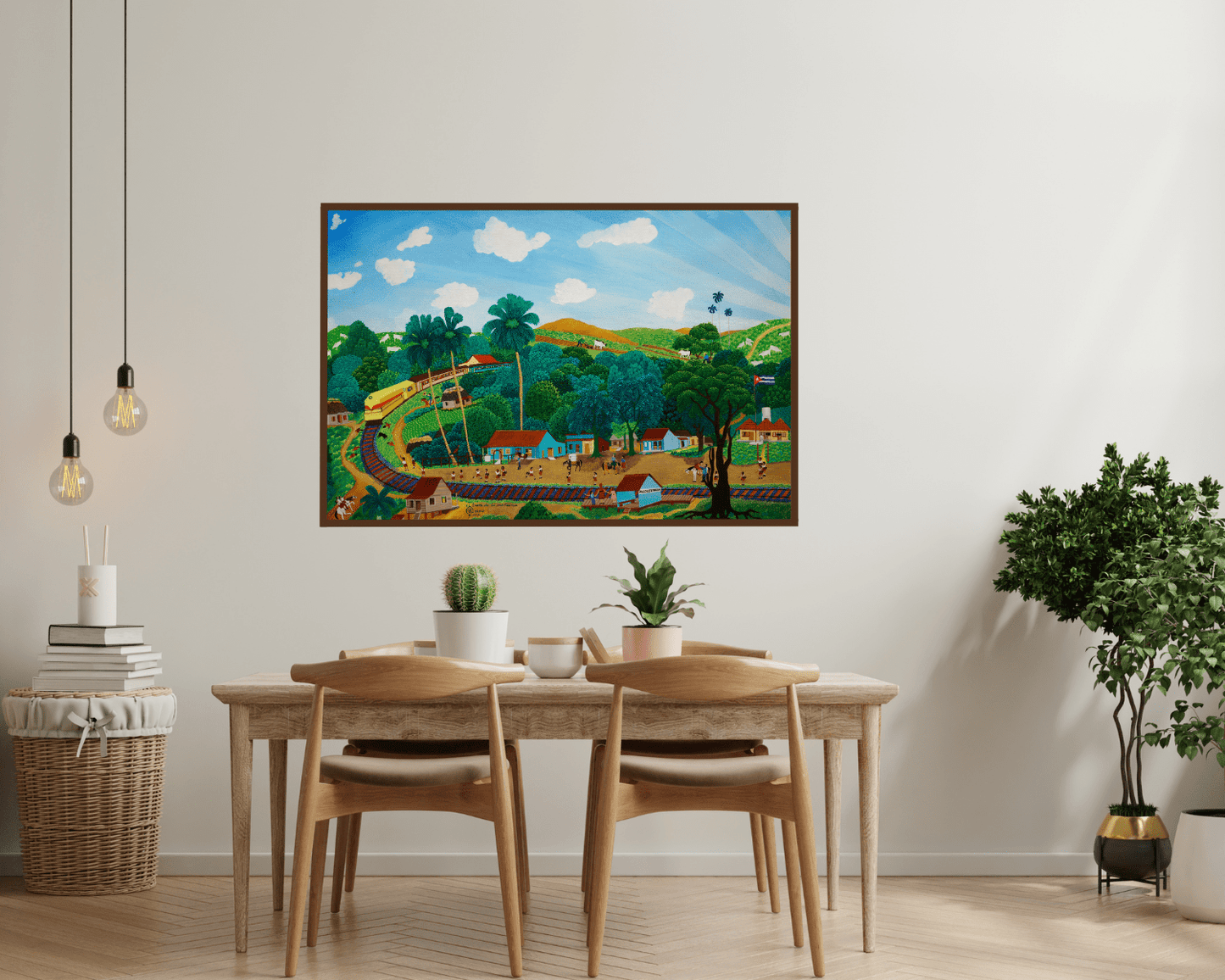 Original Painting "The Morning train" by Luis Joaquin Rodriguez Arias 21.26" x 31.50" - ThePopUp Art Gallery