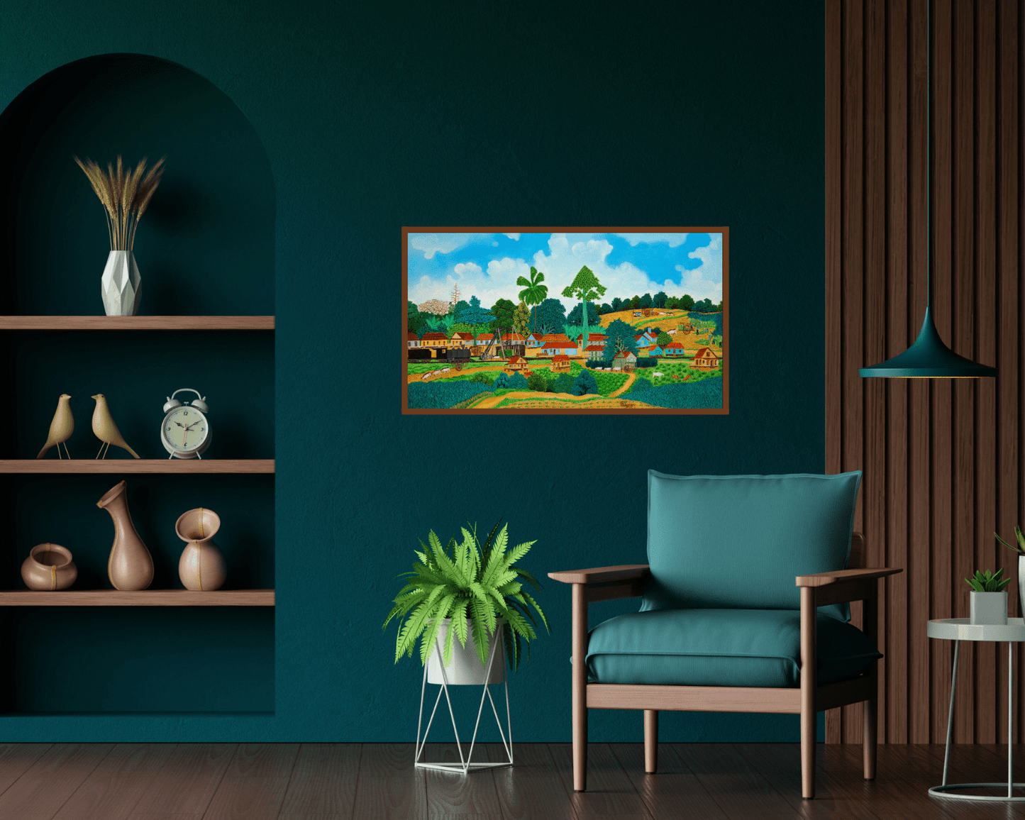 Original Painting "Bayate Sugar cane Harvest" by Luis Joaquin Rodriguez Arias 13.8"x24.2" - ThePopUp Art Gallery