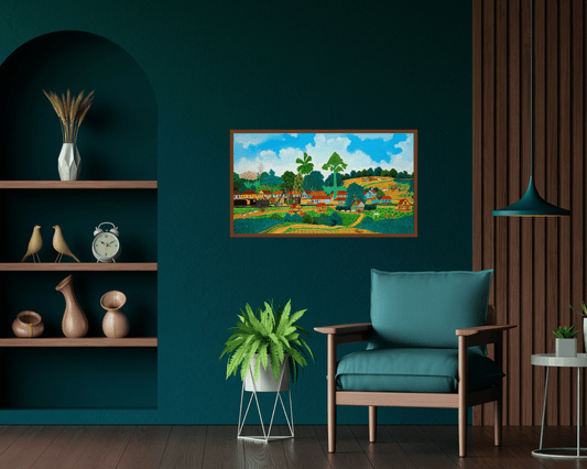 Original Painting "Bayate Sugar cane Harvest" by Luis Joaquin Rodriguez Arias 13.8"x24.2" - ThePopUp Art Gallery