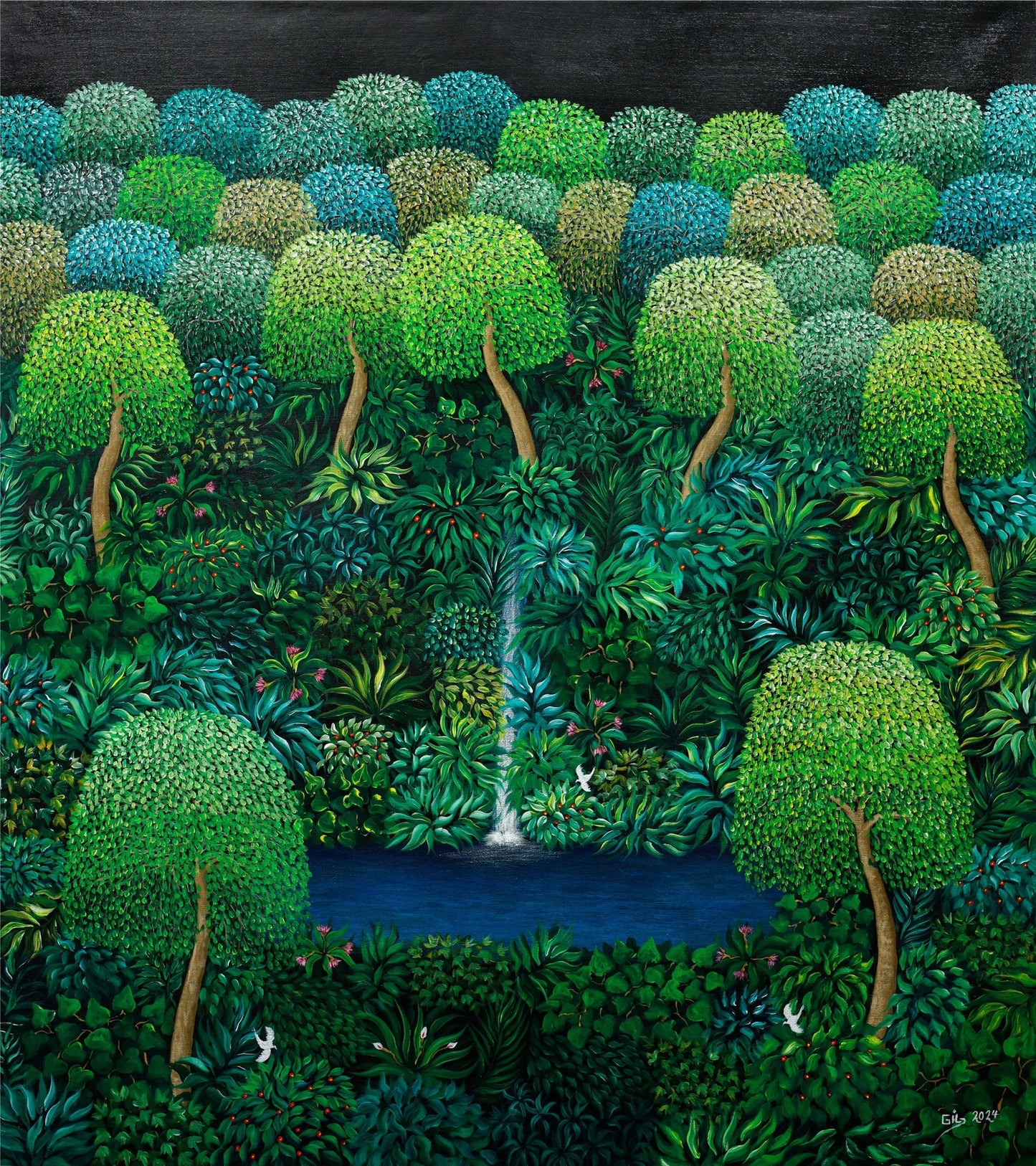 Original Painting "My World ll" by Gilberto Cardoza 44"x 39.7" - ThePopUp Art Gallery