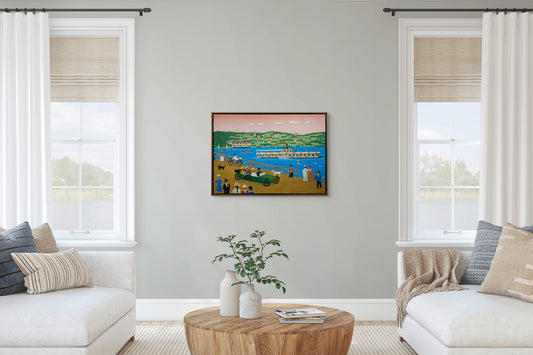 Original painting "Bridge Over the Oka River" by Valeriy Parachod 19.7" x 27.6" - ThePopUp Art Gallery