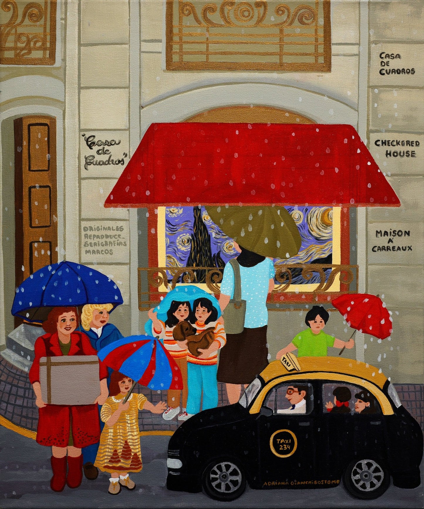 Original Painting "House of Artworks" by Adriana Giancrisostomo 19.69" x 23.62" - ThePopUp Art Gallery