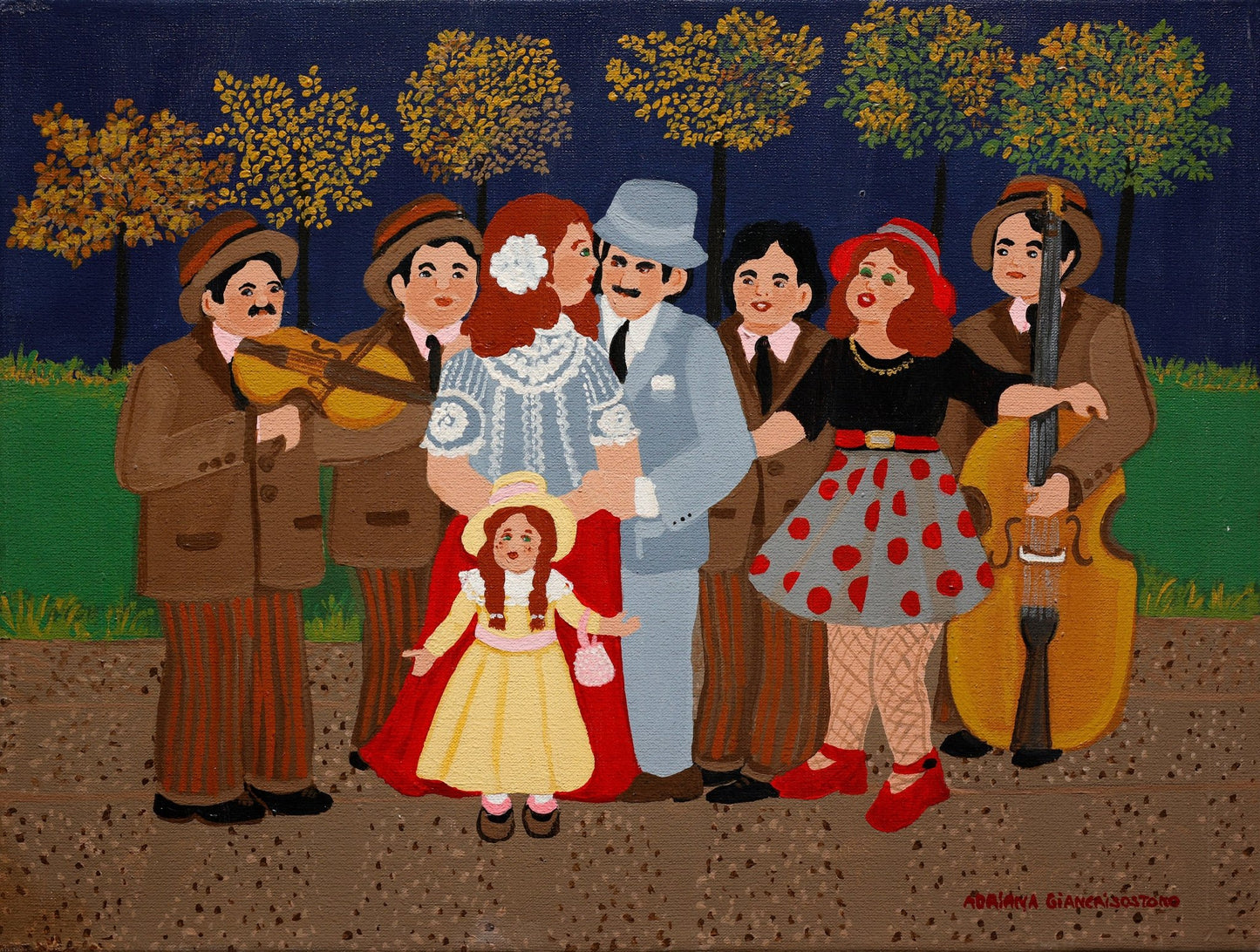 Original Painting "Musicians'Portrait" by Adriana Giancrisostomo 11.8" x 15.7" - ThePopUp Art Gallery