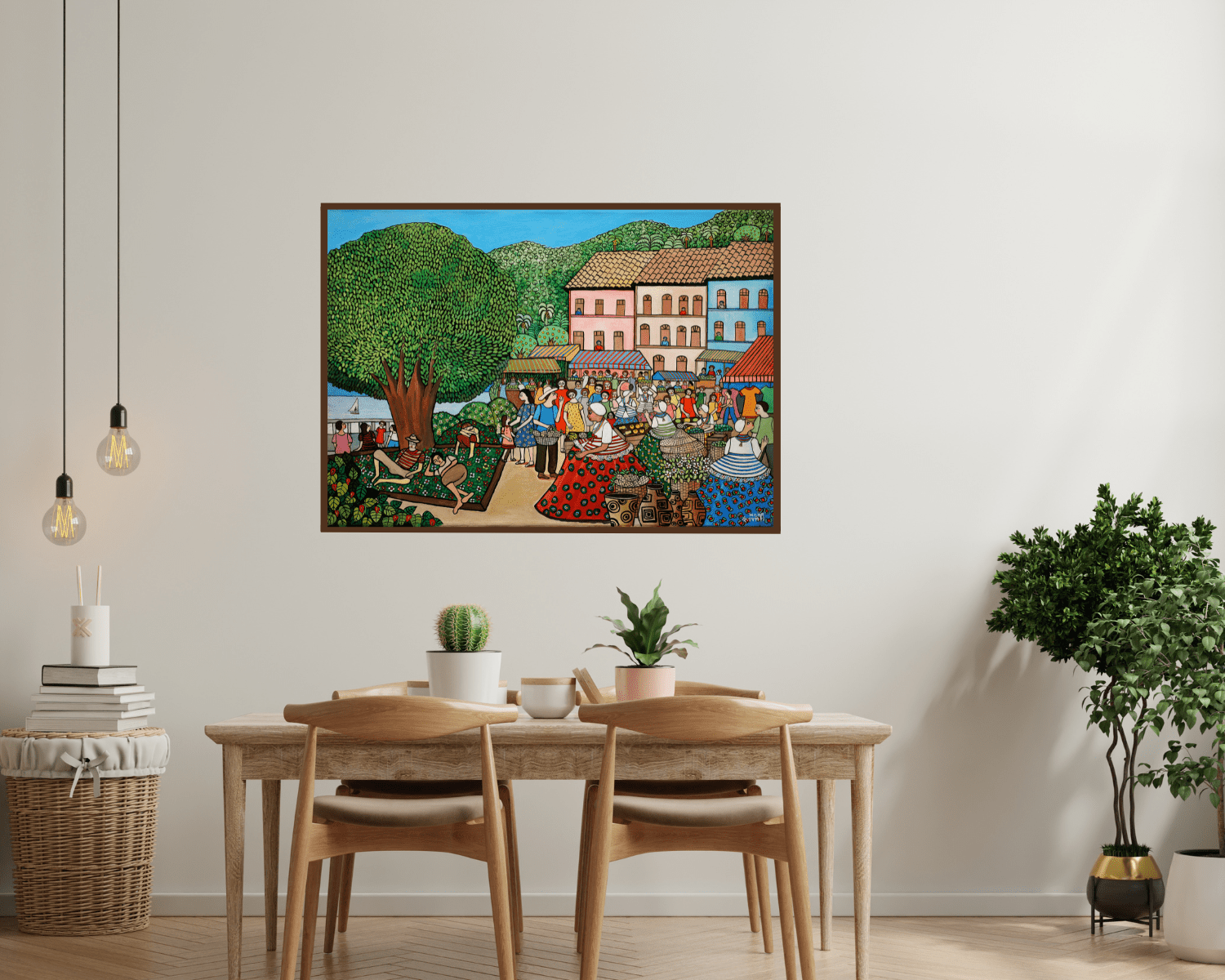 Original Painting "Bahian Fair" by Wilma Ramos 19.7" x 27.6" - ThePopUp Art Gallery