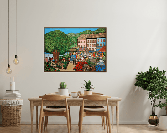 Original Painting "Bahian Fair" by Wilma Ramos 19.7" x 27.6" - ThePopUp Art Gallery