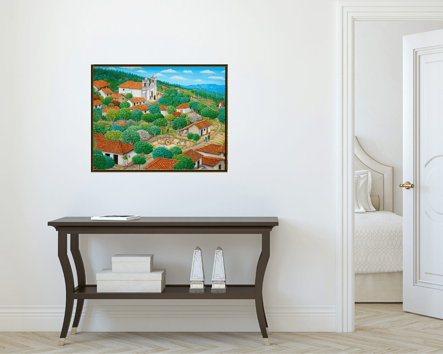 Original Painting "Village Life" Silem Espinoza 18.1" x 24" - ThePopUp Art Gallery