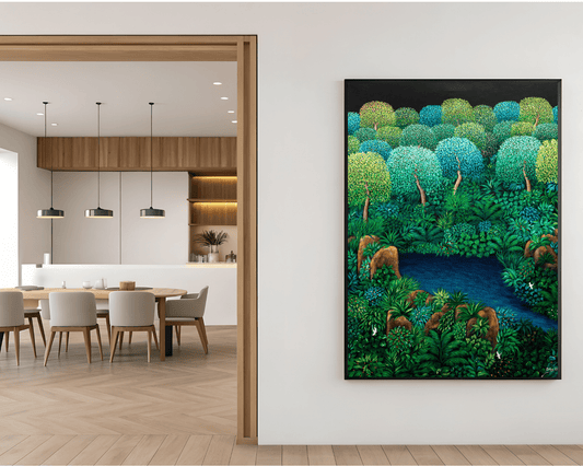 Original Painting"Paradise in Chalatenango" Gilberto Cardoza 29.9" x 39.7" - ThePopUp Art Gallery