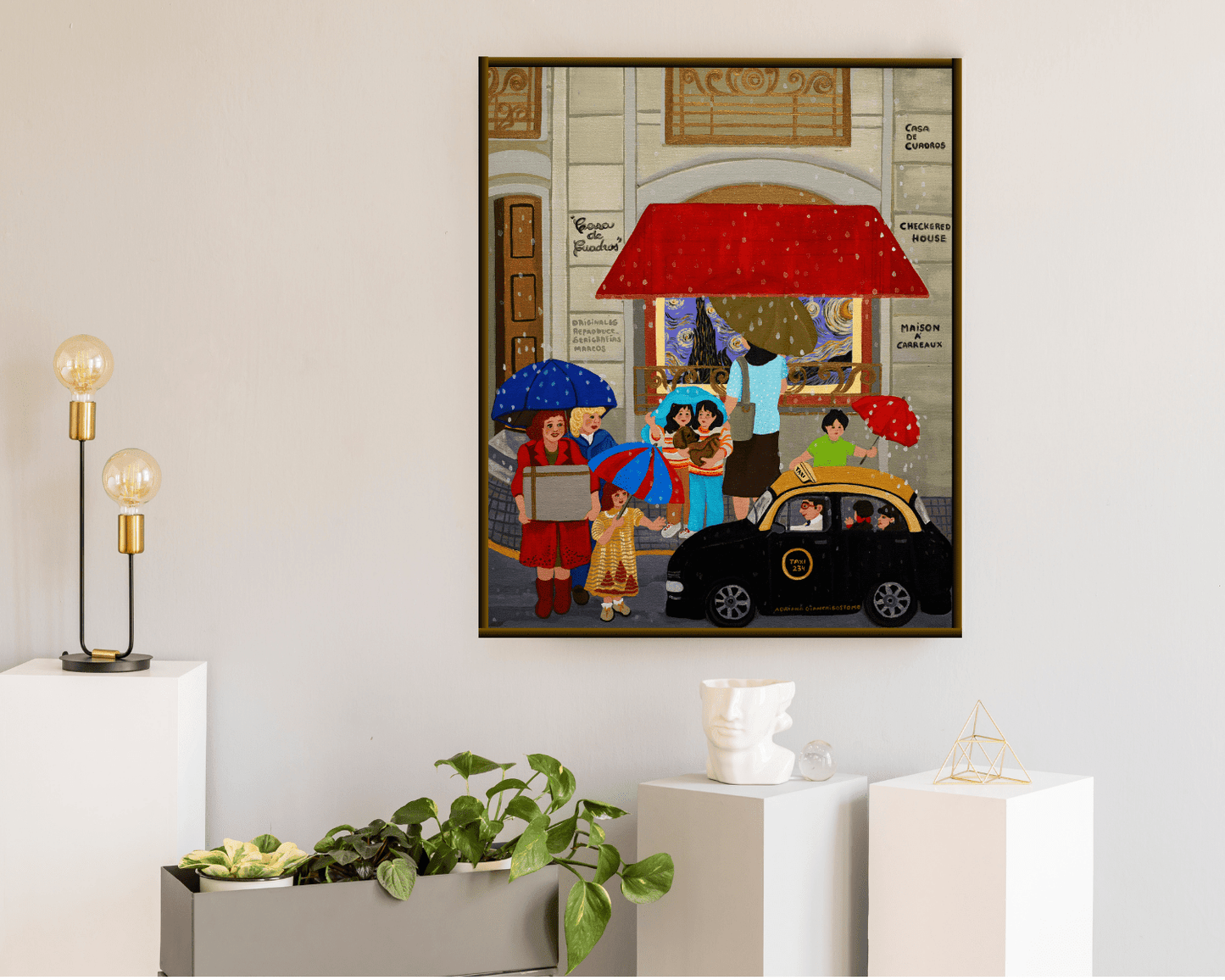 Original Painting "House of Artworks" by Adriana Giancrisostomo 19.69" x 23.62" - ThePopUp Art Gallery