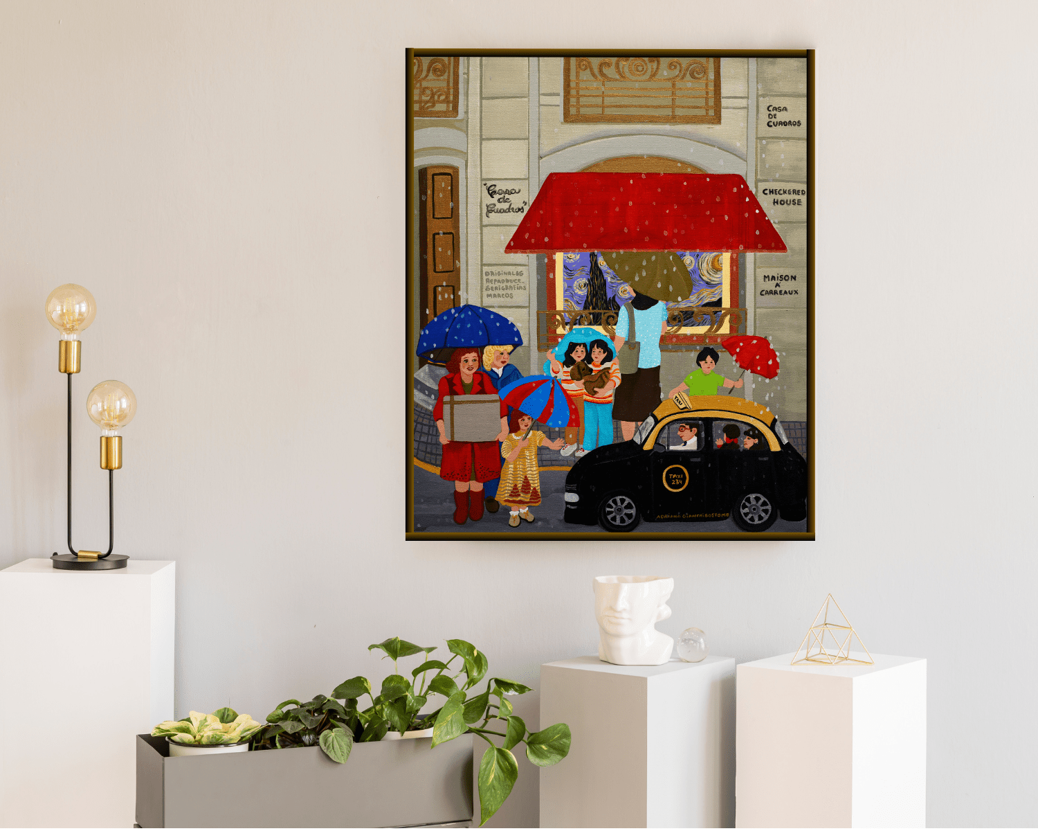Original Painting "House of Artworks" by Adriana Giancrisostomo 19.69" x 23.62" - ThePopUp Art Gallery