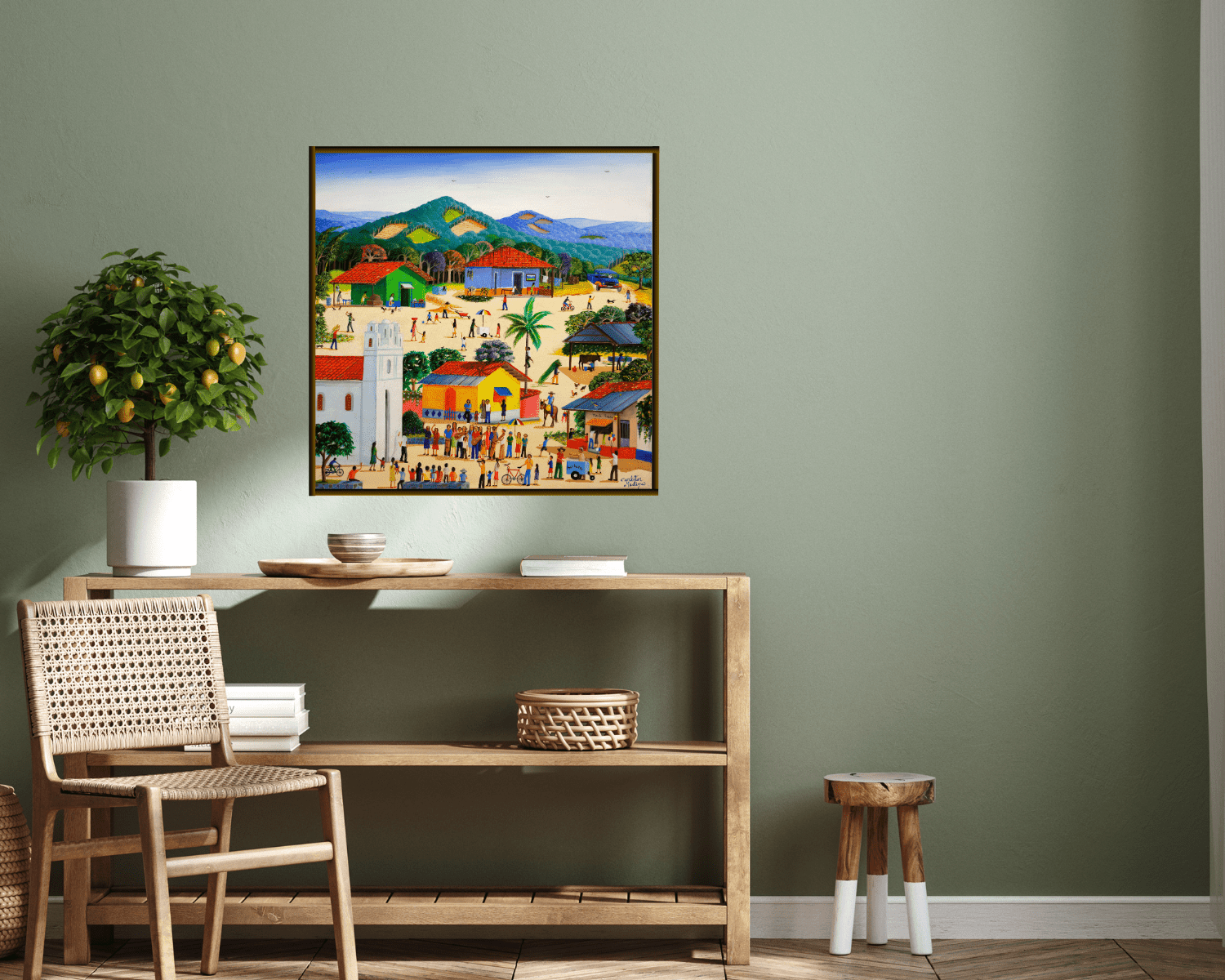 Original Painting "Greeting The Bride and Groom" by Carlos Medina 23.6"x23.6" - ThePopUp Art Gallery