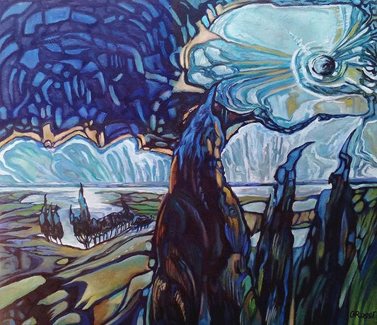 Original Painting "Rains Over the Horizon" by Olivia De Rossi 23.6" x 27.6" - ThePopUp Art Gallery