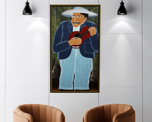 Original Painting "The Banjo Player" by Ivonaldo Veloso De Melo 36.2" x 19.7" - ThePopUp Art Gallery