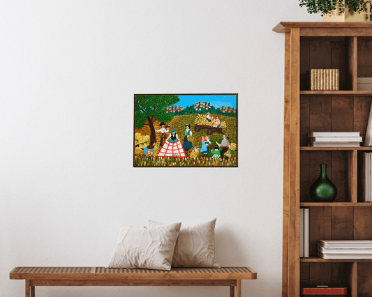 Original Painting "Harvest Lunch Break" by Maria Julia Fraile 13" x 18.1" - ThePopUp Art Gallery
