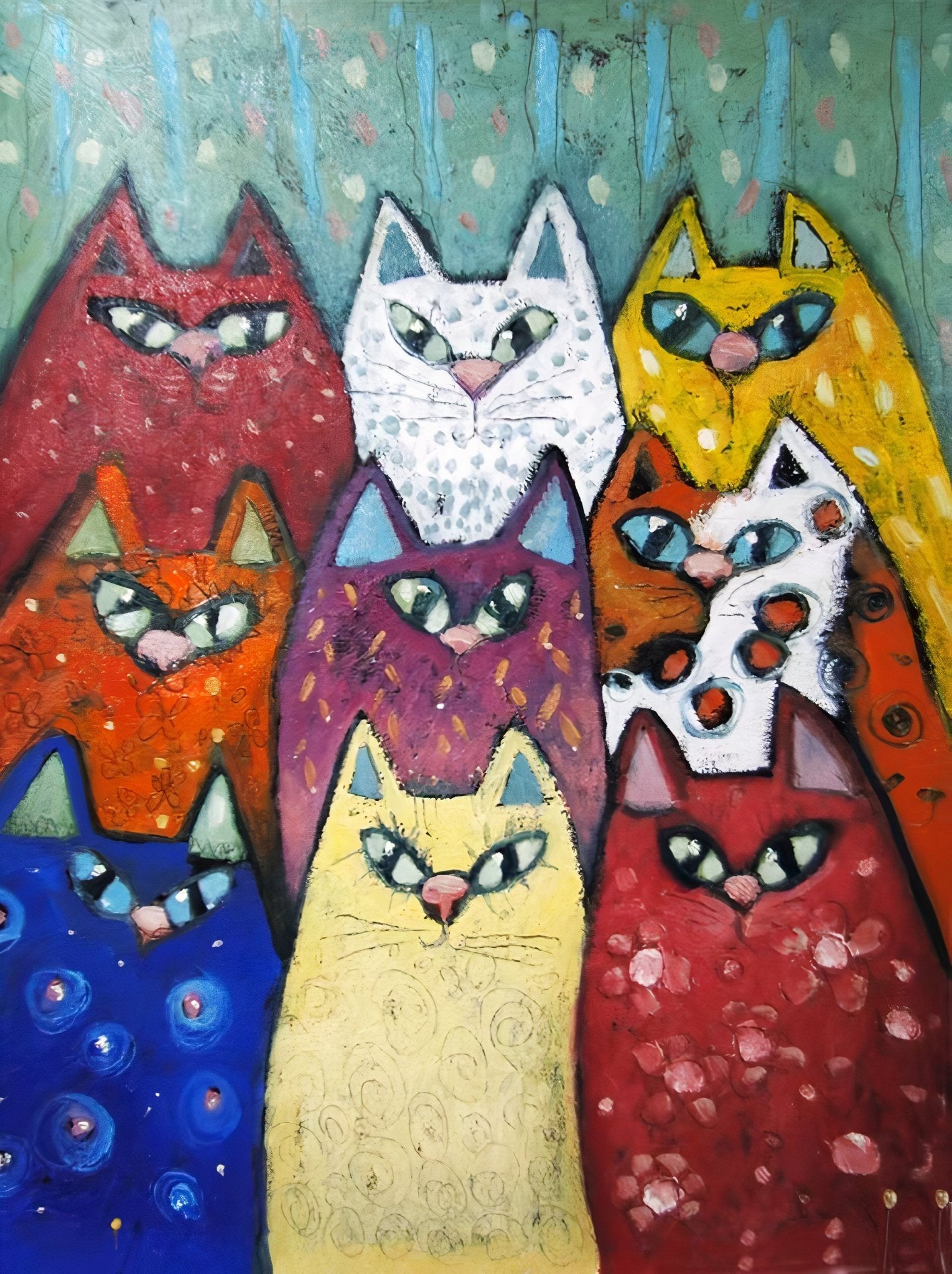 Original Painting "Nine" by Natalya Romanovsky 17" x 14" - ThePopUp Art Gallery