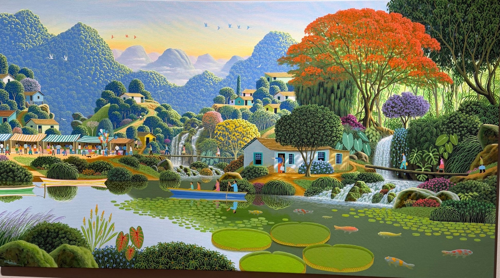 In My Beautiful World by Edivaldo Barbosa de Souza, 33 x 60 inches - Original Painting - The PopUp Art Gallery