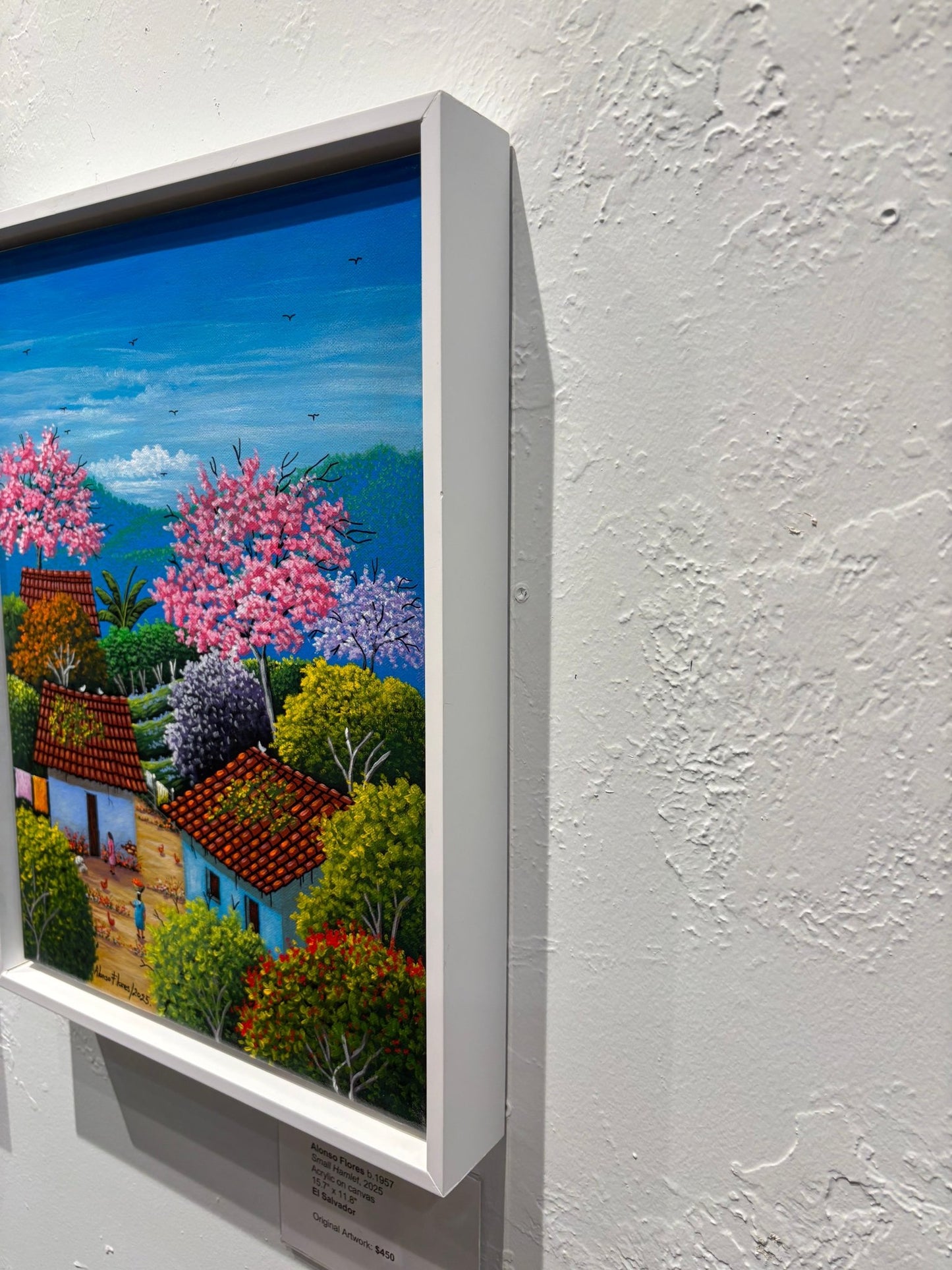 Original Painting “Small Hamlet” by Alonso Flores, El Salvador, 15.7x11.8” - ThePopUp Art Gallery
