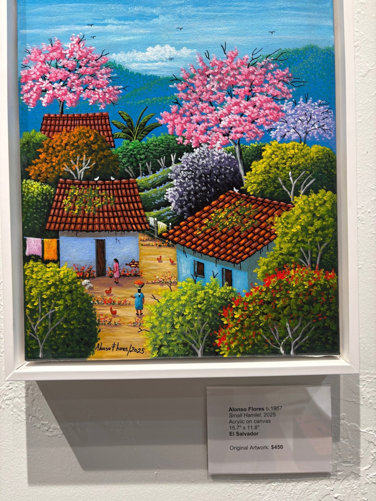 Original Painting “Small Hamlet” by Alonso Flores, El Salvador, 15.7x11.8” - ThePopUp Art Gallery