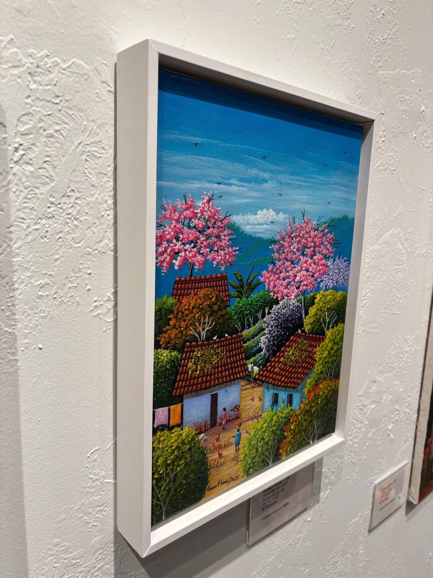 Original Painting “Small Hamlet” by Alonso Flores, El Salvador, 15.7x11.8” - ThePopUp Art Gallery