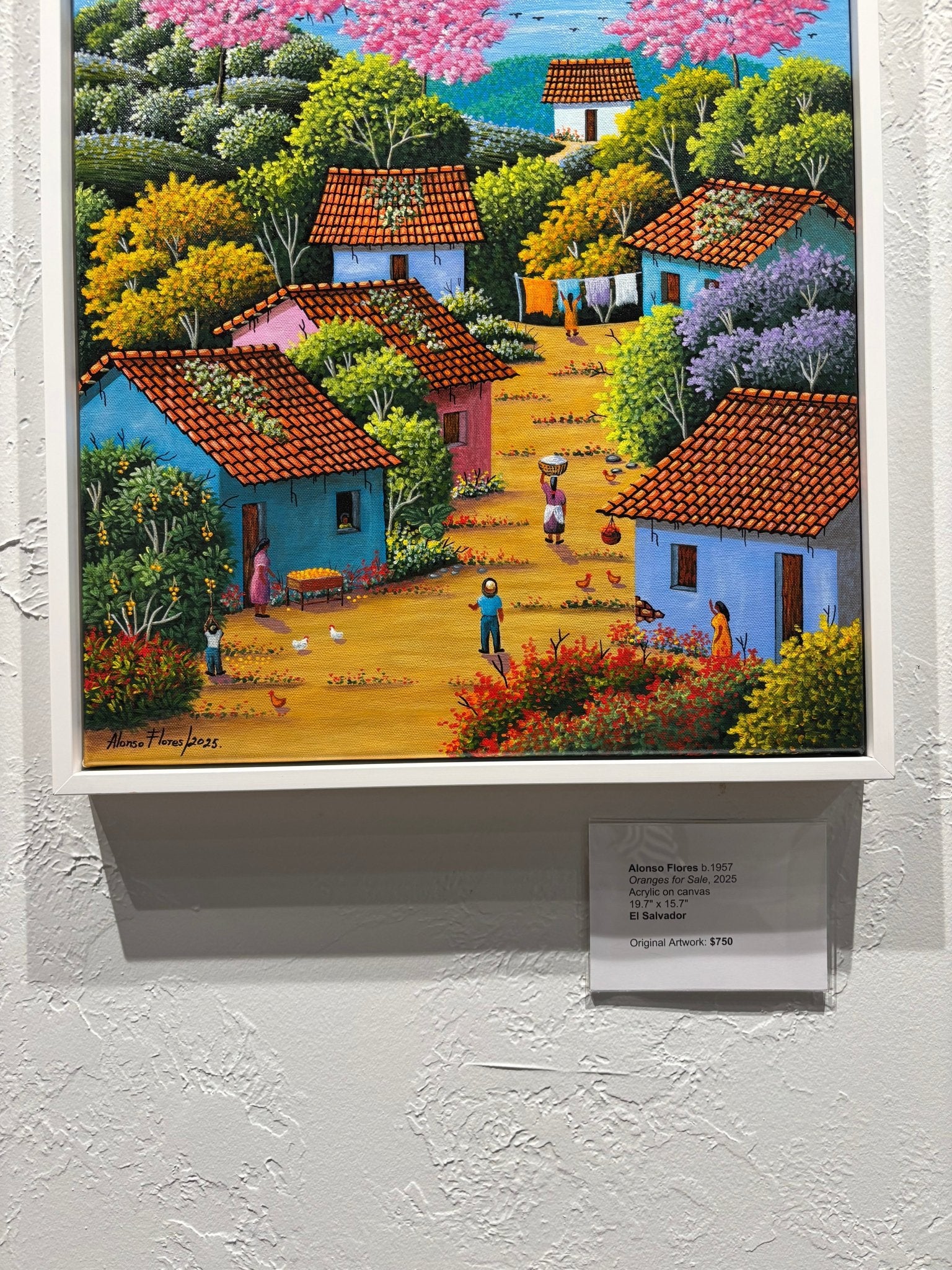 Original Painting "Oranges For Sale" by Alonso Flores, El Salvador, 19.7"x15.7" - ThePopUp Art Gallery