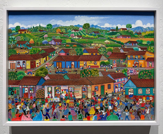 Original Painting "Street Party" by Noel Calero 11.8"x15.7" - ThePopUp Art Gallery