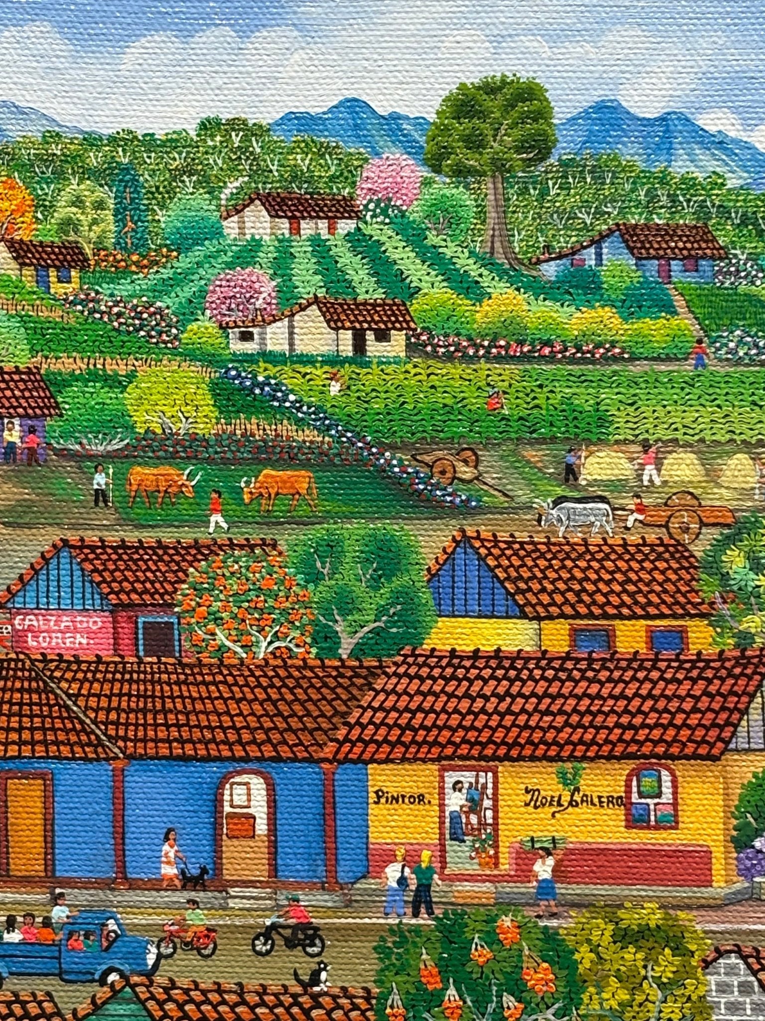 Original Painting "Street Party" by Noel Calero 11.8"x15.7" - ThePopUp Art Gallery