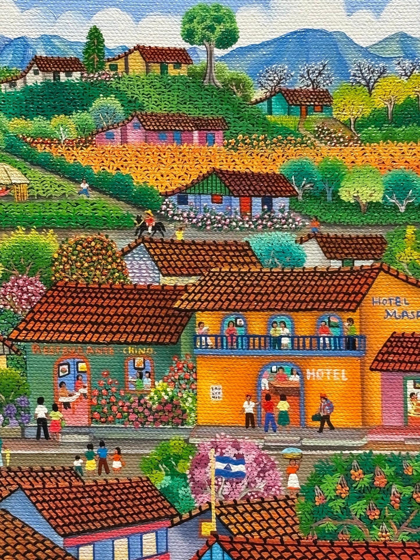 Original Painting "Street Party" by Noel Calero 11.8"x15.7" - ThePopUp Art Gallery