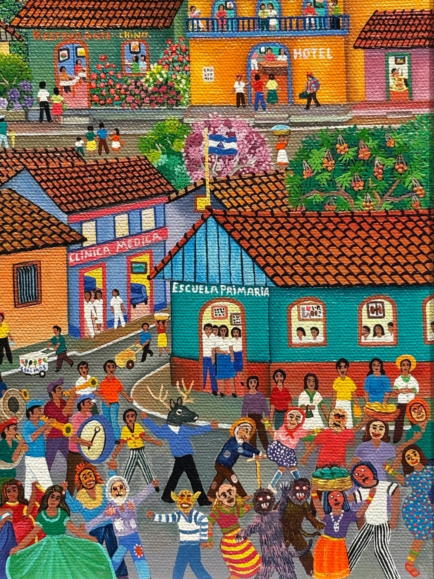 Original Painting "Street Party" by Noel Calero 11.8"x15.7" - ThePopUp Art Gallery