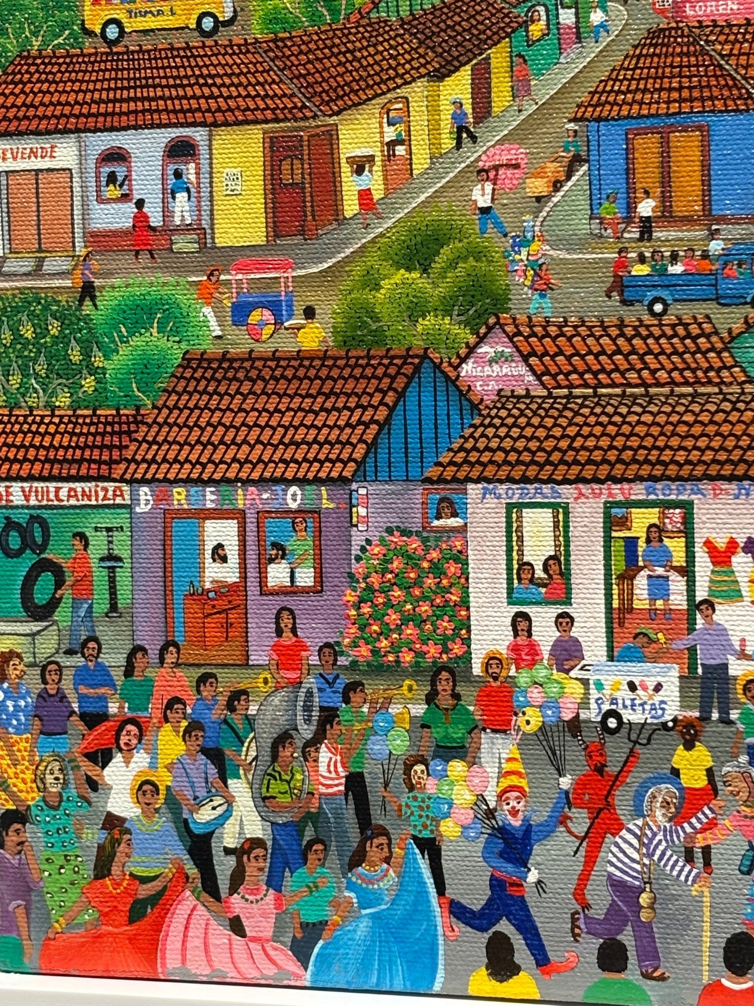 Original Painting "Street Party" by Noel Calero 11.8"x15.7" - ThePopUp Art Gallery