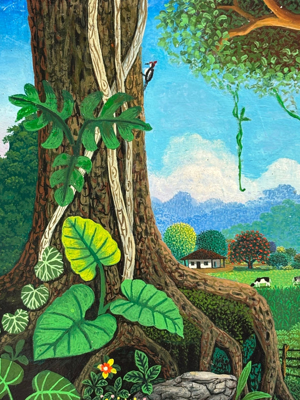 Original Painting "Mother is Calling - Lunchtime" by German Ramón Durón 8.4 x 10.4" - ThePopUp Art Gallery